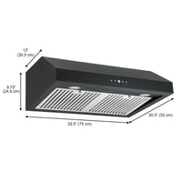 Ancona 30" Ducted Under Cabinet Range Hood - AN-18042BLK