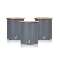 Salton Swan Nordic Grey Cannisters - Set of 3|Boîtes grises Swan de style nordique - ensemble de 3