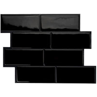 Smart Tiles Peel and Stick 4-Sheet 12 x 9 Backsplash - Metro Nero|Dosseret Smart Tiles peler et coller 12 x 9, 4 feuilles - Metro Nero
