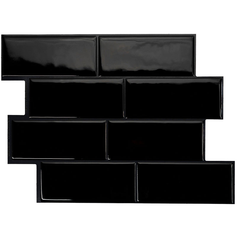 Smart Tiles Peel and Stick 4-Sheet 12 x 9 Backsplash - Metro Nero|Dosseret Smart Tiles peler et coller 12 x 9, 4 feuilles - Metro Nero