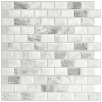 Smart Tiles Peel and Stick 4-Sheet 10 x 10 Backsplash - Ravenna Bianco|Dosseret Smart Tiles peler et coller 10 x 10, 4 feuilles - Ravenna Bianco