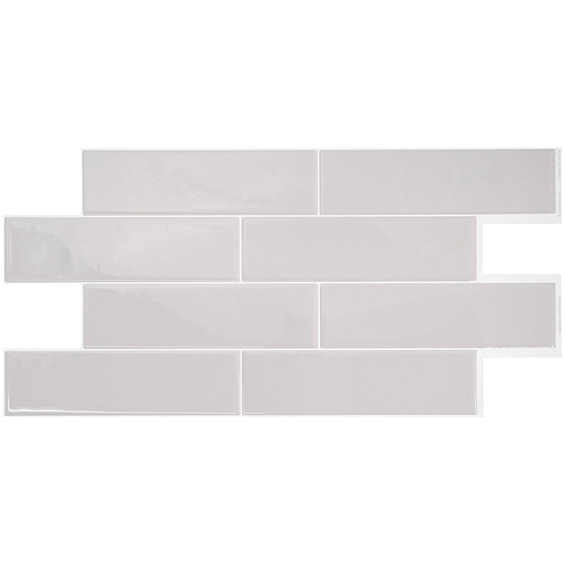 Smart Tiles Peel and Stick 2-Sheet 23 x 11 Backsplash - Oslo Grey|Dosseret Smart Tiles peler et coller 23 x 11, 2 feuilles - Oslo Grey