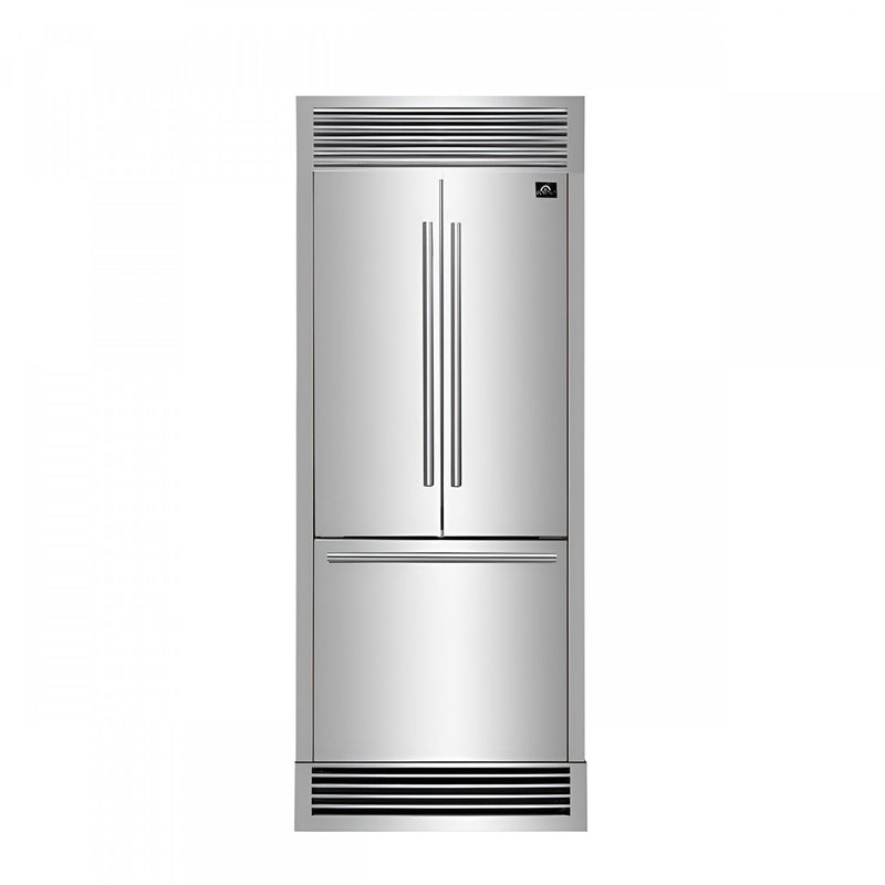 Forno Gallipoli 17.5 Cu. Ft. Built-In French Door Refrigerator with Ice Maker - FFFFD1974-35SG|Réfrigérateur encastré Forno Gallipoli de 17,5 pi³ à portes françaises avec machine à glaçons - FFFFD1974-35SG