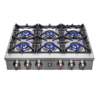 Forno Spezia Alta Qualita 36" Pro Style 6-Burner Gas Cooktop - FCTGS5751-36|Surface de cuisson à gaz de style professionnel Forno Spezia Alta Qualita de 36 po à 6 brûleurs– FCTGS5751-36