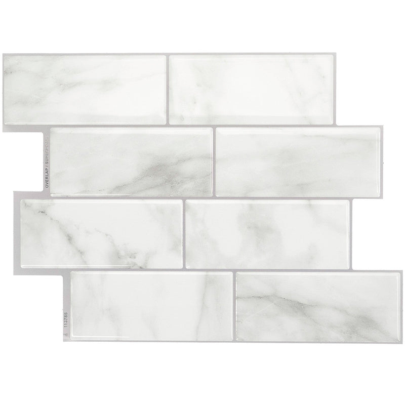 Smart Tiles Peel and Stick 4-Sheet 12 x 9 Backsplash - Metro Carrera|Dosseret Smart Tiles peler et coller 12 x 9, 4 feuilles - Metro Carrera