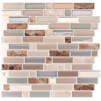Smart Tiles Peel and Stick 4-Sheet 10 x 9 Backsplash - Crescendo Terra|Dosseret Smart Tiles peler et coller 9 x 9, 4 feuilles - Crescendo Terra
