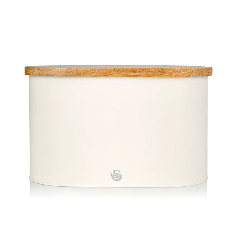 Salton Swan Nordic Bread Bin with Cutting Board - White|Boîte à pain Swan de style nordique avec planche à découper - blanche