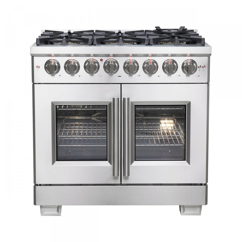 Forno Capriasca 5.36 Cu. Ft. French Door Dual Fuel Range - FFSGS6387-36|Cuisinière hybride Forno Capriasca de 5,36 pi³ à portes françaises - FFSGS6387-36