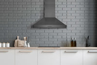 Hauslane 30-Inch Wall Mount Black Stainless Steel Range Hood - WM-590BSS-30|Hotte de cuisinière murale Hauslane de 30 po en acier inoxydable noir - WM-590BSS-30