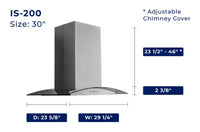 Hauslane 36-Inch Glass Canopy Island Range Hood - IS-200SS-36|Hotte de cuisinière pour îlot Hauslane de 36 po de style auvent en verre - IS-200SS-36