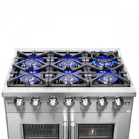 Forno Capriasca 5.36 Cu. Ft. French Door Gas Range - FFSGS6460-36|Cuisinière à gaz Forno Capriasca de 5,36 pi³ à portes françaises - FFSGS6460-36