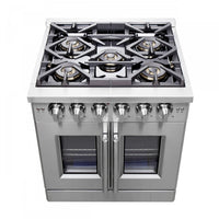 Forno Capriasca 4.32 Cu. Ft. French Door Gas Range - FFSGS6460-30|Cuisinière à gaz Forno Capriasca de 4,32 pi³ à portes françaises - FFSGS6460-30