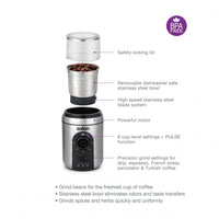 Salton Steel Coffee Spice Herb Grinder - CG2123|Moulin à café, à épices et à herbes Salton en acier inoxydable - CG2123