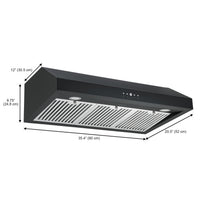 Ancona 36" Ducted Under Cabinet Range Hood - AN-18043BLK