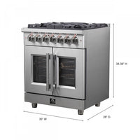 Forno Massimo 4.32 Cu.Ft. French Door Dual Fuel Range - FFSGS6325-30|Cuisinière hybride Forno Massimo de 4,32 pi³ à portes françaises - FFSGS6325-30