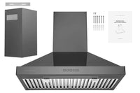Hauslane 30-Inch Wall Mount Black Stainless Steel Range Hood - WM-590BSS-30|Hotte de cuisinière murale Hauslane de 30 po en acier inoxydable noir - WM-590BSS-30