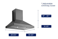 Hauslane 30-Inch Wall Mount Black Stainless Steel Range Hood - WM-590BSS-30|Hotte de cuisinière murale Hauslane de 30 po en acier inoxydable noir - WM-590BSS-30