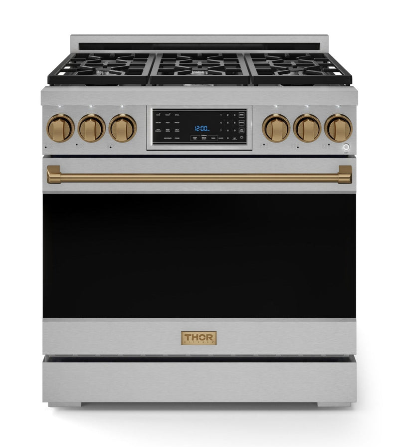 Gordon Ramsay Collection by Thor Kitchen 36" Freestanding Professional Gas Range with Tilt Panel Touch Control - RSG36-BRZ|Cuisinière à gaz amovible de style professionnel collection Gordon Ramsay de Thor Kitchen de 36 po - RSG36-BRZ