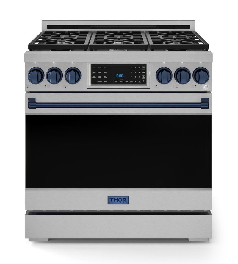 Gordon Ramsay Collection by Thor Kitchen 36" Freestanding Professional Gas Range with Tilt Panel Touch Control - RSG36-BLU|Cuisinière à gaz amovible de style professionnel collection Gordon Ramsay de Thor Kitchen de 36 po - RSG36-BLU