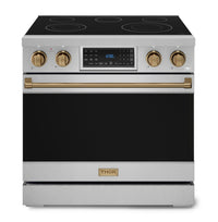 Gordon Ramsay Collection by Thor Kitchen 36" Freestanding Professional Electric Range with Tilt Panel Touch Control - RSE36-BRZ|Cuisinière électrique amovible de style professionnel collection Gordon Ramsay de Thor Kitchen de 36 po - RSE36-BRZ