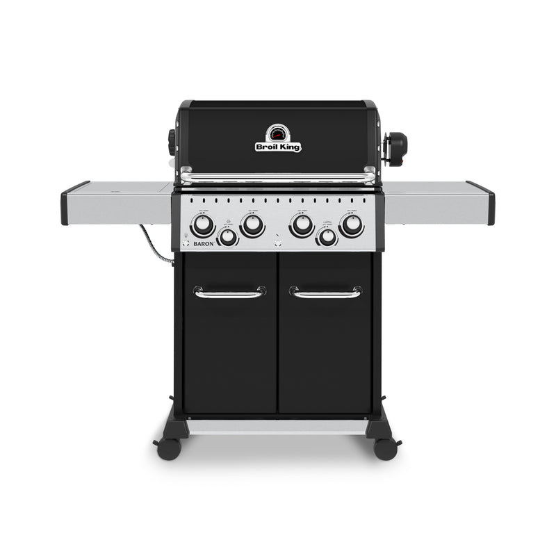 Broil King Baron™ 490 Pro Propane Gas Grill with Side Burner & Rear Rotisserie Burner in Black - 875244|Gril à gaz propane BaronMC 490 PRO noir de Broil King avec brûleur latéral et brûleur arrière de rôtisserie - 875244