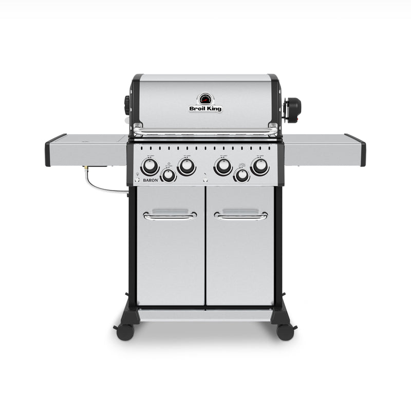 Broil King Baron™ S 490 Pro IR Propane Gas Grill with Infrared Side Burner & Rear Rotisserie Burner - 875944|Gril à gaz propane BaronMC S 490 PRO IR de Broil King avec brûleur latéral à infrarouge et brûleur arrière de rôtisserie - 875944