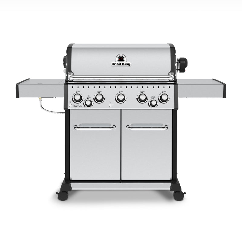 Broil King Baron™ S 590 Pro IR Propane Gas Grill with Infrared Side Burner & Rear Rotisserie Burner - 876944|Gril à gaz propane BaronMC S 590 PRO IR de Broil King avec brûleur latéral à infrarouge et brûleur arrière de rôtisserie - 876944