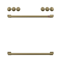 Café Brushed Brass Handle and Knob Kit for Range - CXFCEHKPMCG|Trousse de poignées et de boutons Café laiton brossé pour cuisinière - CXFCEHKPMCG