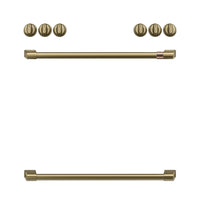 Café Brushed Brass Handle and Knob Kit for Range - CXFCGHKPMCG|Trousse de poignées et de boutons Café laiton brossé pour cuisinière - CXFCGHKPMCG
