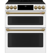 Café Brushed Brass Handle and Knob Kit for Range - CXFCHHKPMCG|Trousse de poignées et de boutons Café laiton brossé pour cuisinière - CXFCHHKPMCG