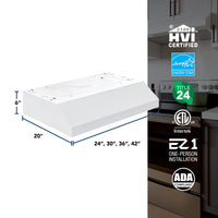 Glacier 24-Inch 350 MAX Blower White Range Hood - GLA1243WW | GLA1243W