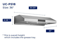 Hauslane 36-Inch Under Cabinet Stainless Steel Range Hood - UC-PS18SS-36|Hotte de cuisinière sous l'armoire Hauslane de 36 po en acier inoxydable - UC-PS18SS-36