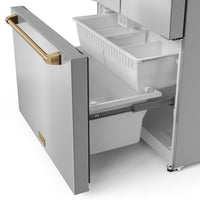Gordon Ramsay Collection by Thor Kitchen 36" 20.3 Cu. Ft. Counter-Depth French-Door Refrigerator - RF3621CTD99-BRZ|Réfrigérateur collection Gordon Ramsay de Thor Kitchen de 36 po et de 20,3 pi3 de profondeur comptoir à portes françaises - RF3621CTD99-BRZ