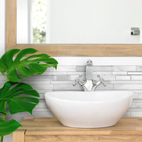 Smart Tiles Peel and Stick 4-Sheet 12 x 10 Backsplash - Milano Carrera|Dosseret Smart Tiles peler et coller 12 x 10, 4 feuilles - Milano Carrera