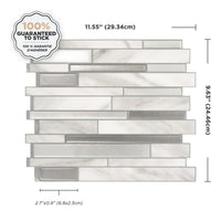 Smart Tiles Peel and Stick 4-Sheet 12 x 10 Backsplash - Milano Carrera|Dosseret Smart Tiles peler et coller 12 x 10, 4 feuilles - Milano Carrera
