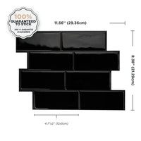 Smart Tiles Peel and Stick 4-Sheet 12 x 9 Backsplash - Metro Nero|Dosseret Smart Tiles peler et coller 12 x 9, 4 feuilles - Metro Nero