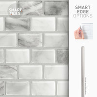 Smart Tiles Peel and Stick 4-Sheet 10 x 10 Backsplash - Ravenna Bianco|Dosseret Smart Tiles peler et coller 10 x 10, 4 feuilles - Ravenna Bianco