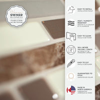 Smart Tiles Peel and Stick 4-Sheet 10 x 10 Backsplash - Bellagio Santi|Dosseret Smart Tiles peler et coller 10 x 10, 4 feuilles - Bellagio Santi