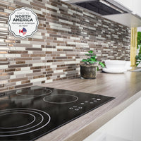 Smart Tiles Peel and Stick 4-Sheet 10 x 10 Backsplash - Bellagio Santi|Dosseret Smart Tiles peler et coller 10 x 10, 4 feuilles - Bellagio Santi