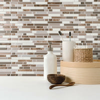 Smart Tiles Peel and Stick 4-Sheet 10 x 10 Backsplash - Bellagio Santi|Dosseret Smart Tiles peler et coller 10 x 10, 4 feuilles - Bellagio Santi