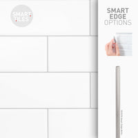 Smart Tiles Peel and Stick 2-Sheet 23 x 11 Backsplash - Oslo White|Dosseret Smart Tiles peler et coller 23 x 11, 2 feuilles - Oslo White