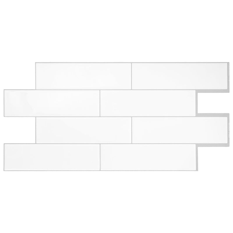 Smart Tiles Peel and Stick 2-Sheet 23 x 11 Backsplash - Oslo White|Dosseret Smart Tiles peler et coller 23 x 11, 2 feuilles - Oslo White