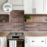 Smart Tiles Peel and Stick 2-Sheet 21 x 11 Backsplash - Brik Porto|Dosseret Smart Tiles peler et coller 21 x 11, 2 feuilles - Brik Porto