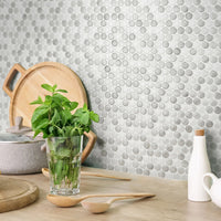 Smart Tiles Peel and Stick 4-Sheet 9 x 9 Backsplash - Penny Roccia|Dosseret Smart Tiles peler et coller 9 x 9, 4 feuilles - Penny Roccia