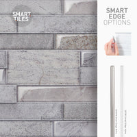 Smart Tiles Peel and Stick 2-Sheet 23 x 11 Backsplash - Pietra Pozzuoli|Dosseret Smart Tiles peler et coller 23 x 11, 2 feuilles - Pietra Pozzuoli