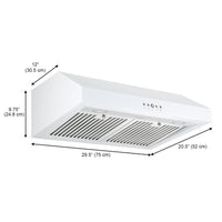 Ancona 30" Ducted Under Cabinet Range Hood - AN-18042WH