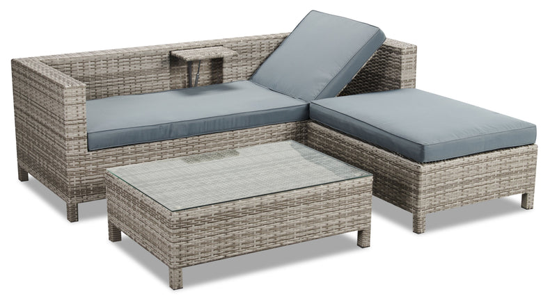 Athens 3-Piece Patio Lounger Set - Grey 
