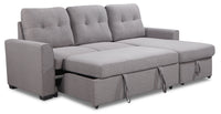 Carter 2-Piece Right-Facing Linen-Look Fabric Sleeper Sectional with Storage Chaise - Solis Grey | Sofa-lit sectionnel de droite Carter 2 pièces en tissu d’apparence lin avec fauteuil long de rangement - gris Solis