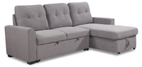 Carter 2-Piece Right-Facing Linen-Look Fabric Sleeper Sectional with Storage Chaise - Solis Grey | Sofa-lit sectionnel de droite Carter 2 pièces en tissu d’apparence lin avec fauteuil long de rangement - gris Solis