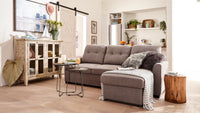 Carter 2-Piece Right-Facing Linen-Look Fabric Sleeper Sectional with Storage Chaise - Solis Grey | Sofa-lit sectionnel de droite Carter 2 pièces en tissu d’apparence lin avec fauteuil long de rangement - gris Solis